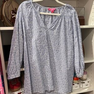 Lilly Pulitzer Blue and White Striped Top